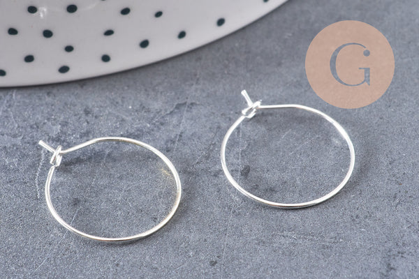 Anneaux créoles métal argenté 20mm, x20-50-100 (G0648)