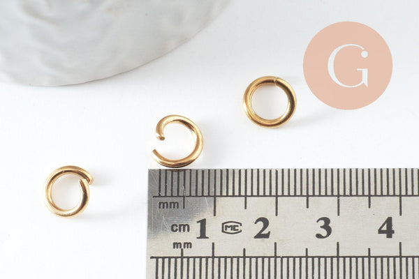 Anneaux de jonction acier IP 304 inoxydable doré 9x1mm, x50 (16.1gr) (G10007)