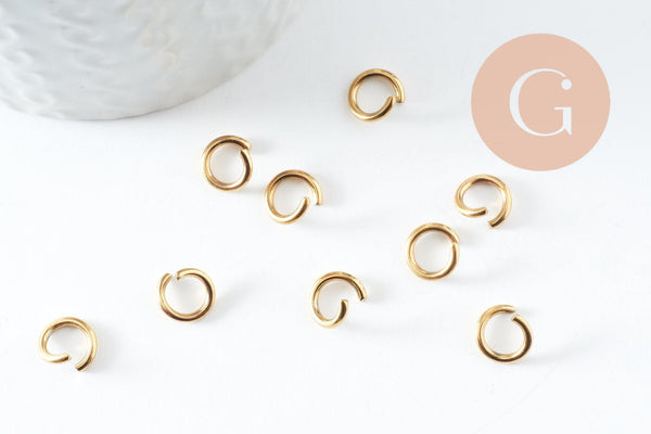 Anneaux de jonction acier IP 304 inoxydable doré 9x1mm, x50 (16.1gr) (G10007)