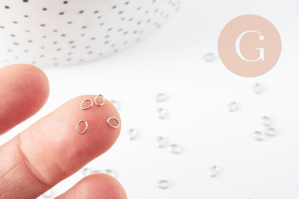 Anneaux de jonction ovales acier 304 platine inoxydable 3x4mm-0.5mm, x50 (G9389)