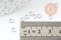 Anneaux de jonction ronds acier 304 platine inoxydable 4mm-0.4mm, x50 (G9393)