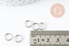 Anneaux de jonction ronds acier 304 platine inoxydable 8mm-1mm, x50 (G9388)