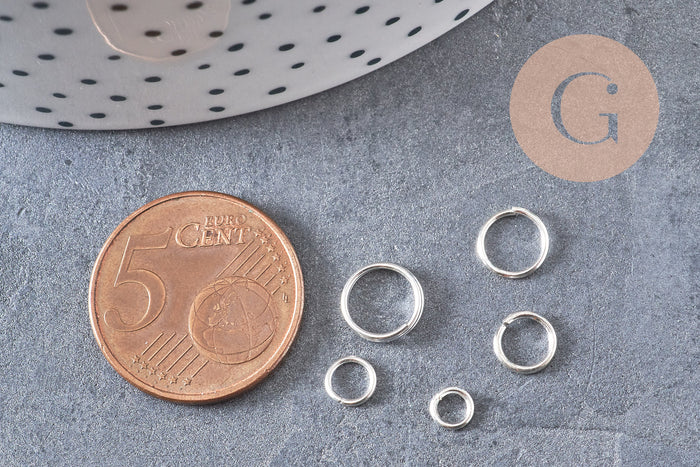 Anneaux ouverts fer argent tailles différentes, x10gr (G2377)