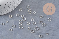 Anneaux ouverts fer argent tailles différentes, x10gr (G2377)
