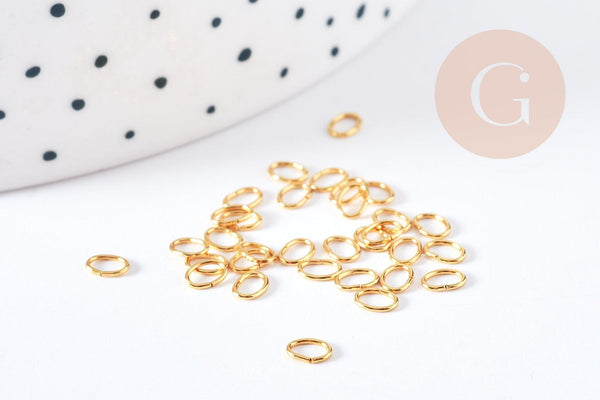 Anneaux ouverts ovales 4x3mm acier 304 inoxydable doré IP, x50 (G8765)