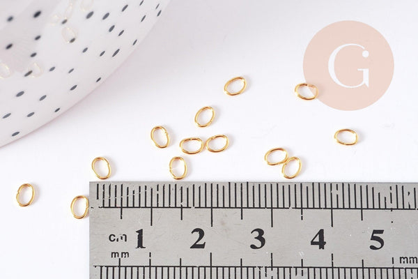 Anneaux ouverts ovales 4x3mm acier 304 inoxydable doré IP, x50 (G8765)