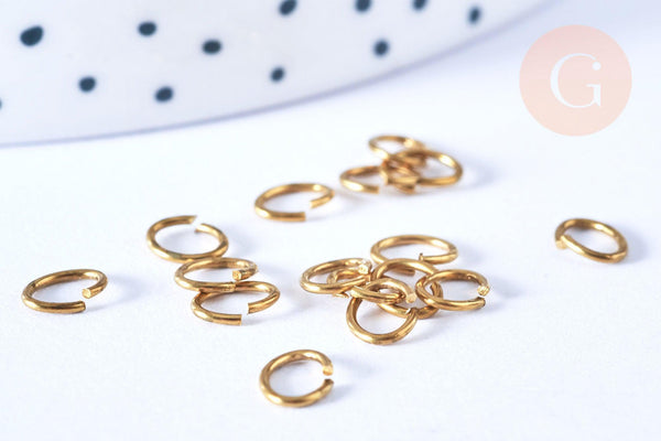 Anneaux ouverts ovales ouvert laiton brut 7x5mm, x1 gr (G6558)