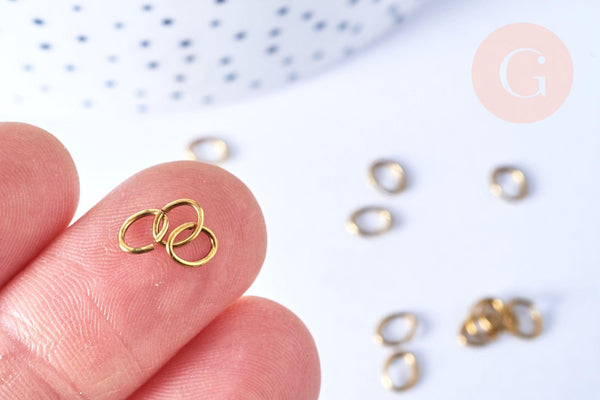 Anneaux ouverts ovales ouvert laiton brut 7x5mm, x1 gr (G6558)