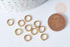 Anneaux ouverts ronds acier 304 inoxydable doré 8mm, x50 anneaux (G7711)