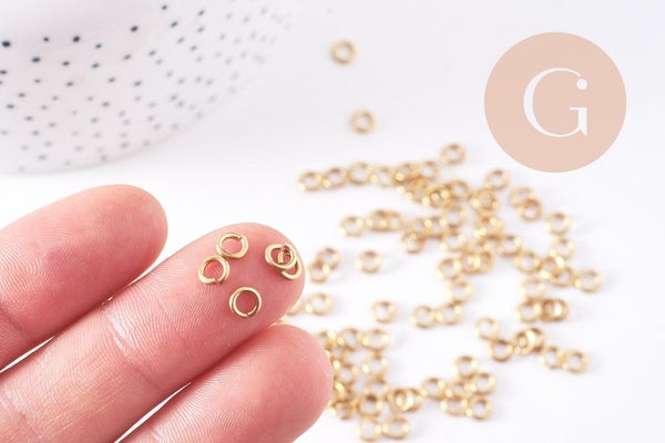 Anneaux rond ronds ouvert laiton brut 5mm x1mm, x100 (G10696)