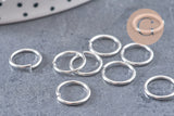 Anneaux ronds acier 304 inoxydable argenté 8mm x 1.2mm, x50 (G10926)
