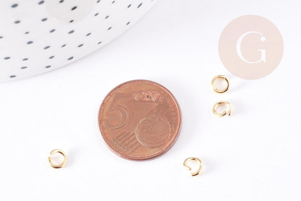 Anneaux ronds acier 304 inoxydable doré 5mm, x10 ou x50 (G2956)