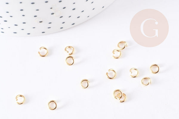 Anneaux ronds acier 304 inoxydable doré 5mm, x10 ou x50 (G2956)