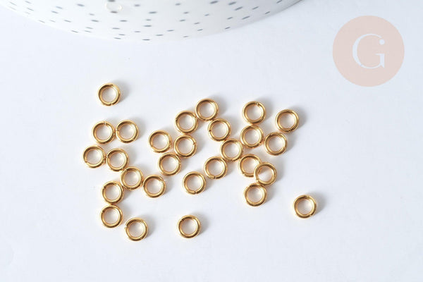 Anneaux ronds acier 304 inoxydable doré IP 5mm, x50 (G7709)
