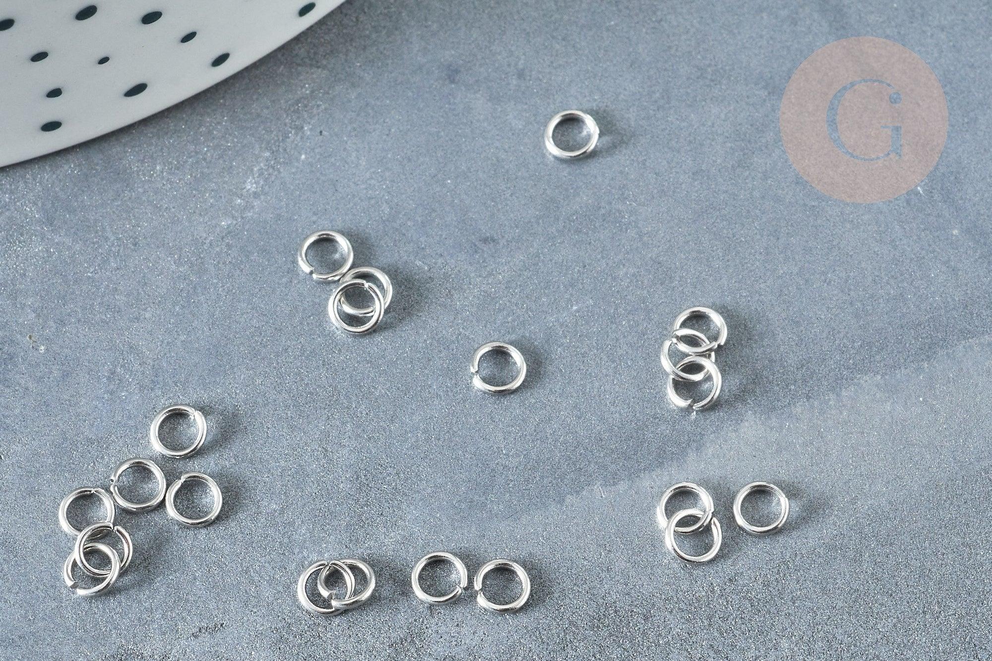 Anneaux ronds acier inoxydable platine 4mm, x2gr (G8188)