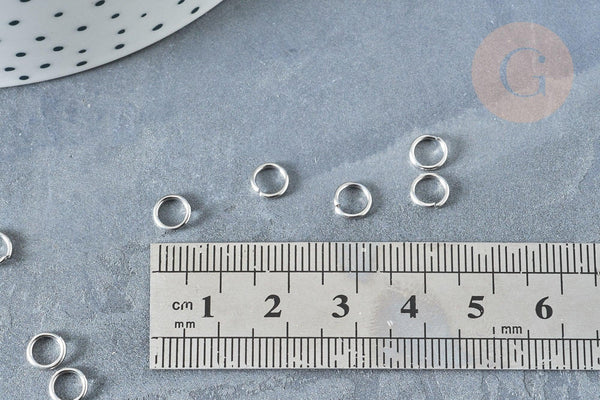 Anneaux ronds acier inoxydable platine 6mm, x5gr (G8152)