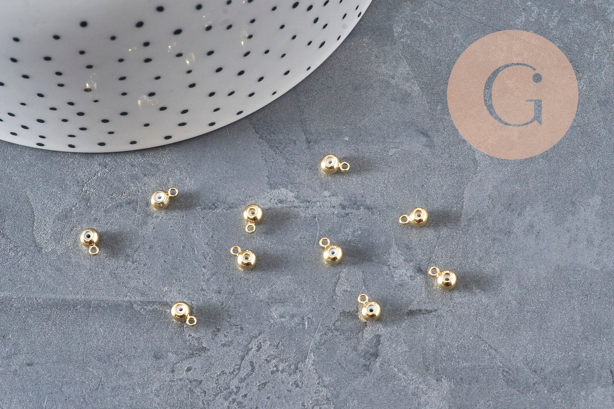Enganche de goma para colgante de latón dorado 6.5x3.5mm, x10 (G11231)