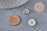 Attache et support pour pin's acier inoxydable platine 14mm, x5 (G10962)