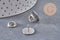 Attache et support pour pin's acier inoxydable platine 14mm, x5 (G10962)
