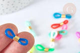 Attaches lunettes silicone couleur mixte et laiton doré 22x7.5 mm, x20 (G7186)