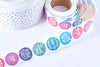 Autocollant merci rose bleu 25mm, x500 (G8424)