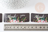 Autocollants merci fleurs noirs 75mm, x120 (G6135)