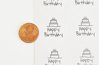 Autocollants ronds joyeux anniversaire 30mm, x12 autocollants (G5089)
