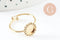 Bague Fleur réglable pour cabochon rond 6mm acier 304 inoxydable doré 18mm, x1 (G9776)
