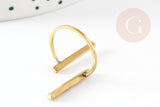 Bague barre dorée laiton brut minimaliste 18mm, x2 (G0218)
