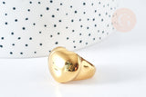 Bague chevalière gros coeur acier doré 304 inoxdydable 17mm, x1 (G8446)