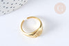 Bague chevalière soleil zircon argent massif 925 doré 24K, x1 (G7234)