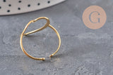 Anillo de corazón ajustable de acero inoxidable 304 chapado en oro IP Talla 57, x1 VÁLIDO