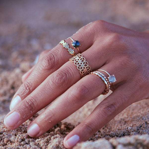 Bague main cristal laiton brut 18mm, x2 (G1227)