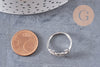 Bague réglable branche argenté et feuille 15mm, x1 (G0219)
