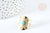 Bague réglable dentelle Plumes pierre turquoise acier doré Taille 54, x1 (G7637)