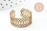 Bague réglable dentelle fine laiton brut 19mm, x2 (G2955)