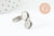 Bague réglable double cabochon rond 8mm acier platine inoxydable 16.8mm, x1 (G9705)