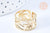 Bague réglable feuille acier doré taille 54, x1 (G6603)