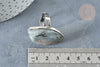 Bague réglable feuille laiton argenté labradorite naturelle 18.5mm,x1 (G7365)