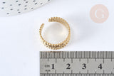 Bague réglable feuille laurier acier 304 inoxydable doré IP taille 54, x1 (G7018)