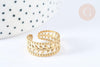 Bague réglable feuille laurier acier 304 inoxydable doré IP taille 54, x1 (G7018)