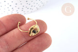 Bague réglable fleur acier inoxydable doré Taille 54, x1 (G7009)