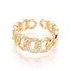 Bague réglable laiton doré chaine et zircon 16mm, x1 (G4357)