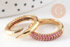 Bague réglable laiton doré zircon coloré 16mm, x1 (G4336)