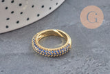 Bague réglable laiton doré zircon coloré 16mm, x1 (G4336)