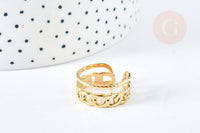 Bague réglable large chaine acier doré 304 inoxydable IP taille 54, x1 (G8470)