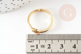 Bague réglable lune laiton doré zircon 17mm, x1 (G4255)