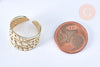 Bague réglable pois acier 304 inoxydable doré taille 54, x1 (G6569)