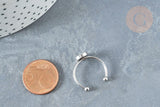 Bague réglable pour cabochon 6mm acier platine inoxydable 18mm, x1 (G8149)