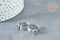Bague réglable pour cabochon 6mm en acier platine inoxydable 17-18mm, x2 (G8227)